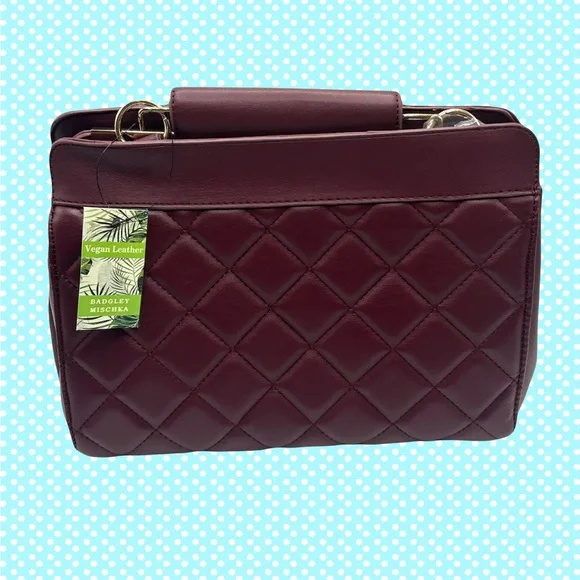 Badgley Mischka Plum Mini Tote Bag comes with Crossbody Strap NWT - Picture 2 of 3